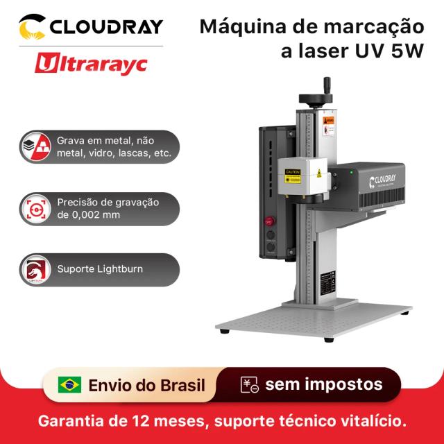 Cloudray Máquina de Marcação a Laser UV 5W para Metal Plástico Vidro Madeira Tecido Joias Eletrônicos Artesanato