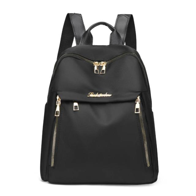 Mochila Feminina de Viagem À Prova D'água Oxford Grande Capacidade Preta