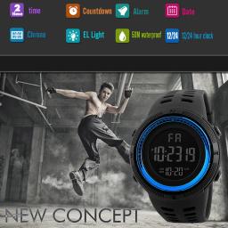 Relógio eletrônico digital para homens, Relógios esportivos multifuncionais, Dial de brilho grande, Tendência de aventura ao ar livre, 49mm - Image 6