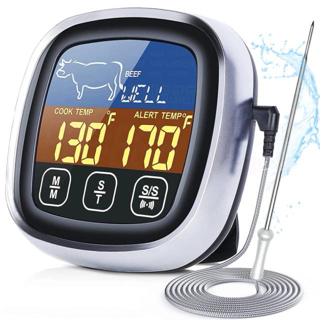Termômetro Digital Sem Fio para Cozinha e Churrasco com Sonda, Temporizador de Carne e Configuração Manual