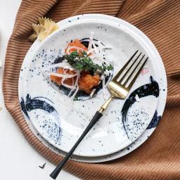 Prato de cerâmica, bife japonês, prato de pizza, prato, salada, disco, cerâmica, talheres, pratos de jantar - Image 1