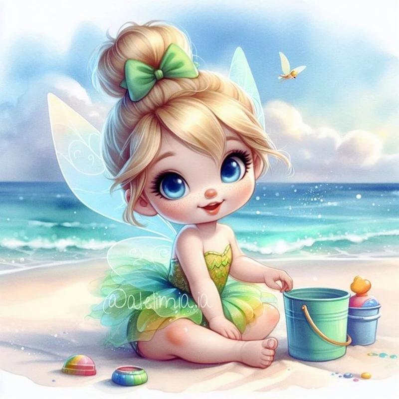 Desenhos animados Diamante Pintura Kit para Meninas, DIY Cruz Bordados, Artesanal Mosaico Arte, Praia Presente, 5D - Image 1