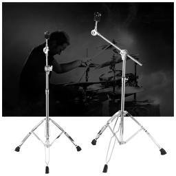 Suporte para pratos de dupla finalidade reto, suporte duplo, perna ajustável, ângulo de altura com pés de borracha, acessórios para kit de bateria - Image 1
