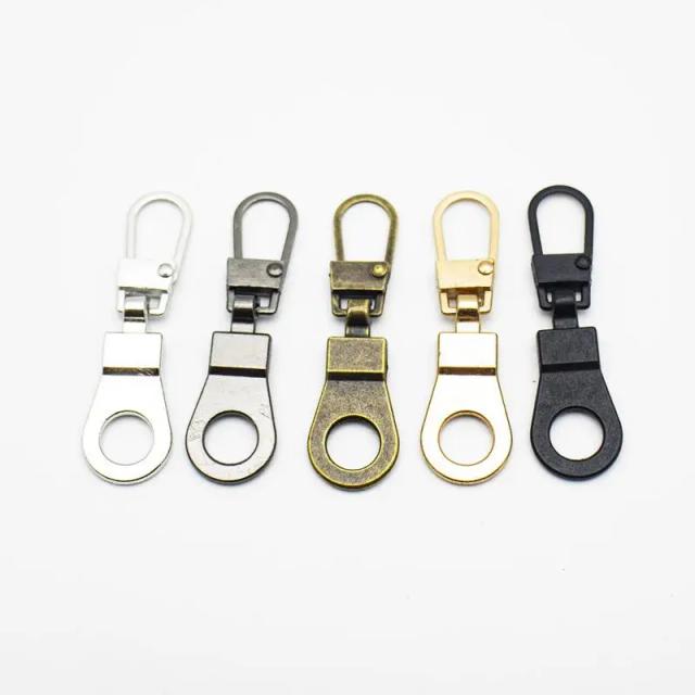 Kit de Reparo Instantâneo para Zíper - 5 Peças de Metal Universal com Deslizadores para Roupas, Jaquetas e Projetos de Costura DIY
