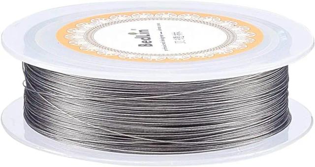 Fio de Aço Inoxidável Flexível para Artesanato em Joias - 150m de Metal Prata, 0,25mm de Diâmetro, Ideal para Projetos Florais e de Beadwork