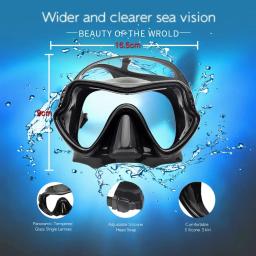 Conjunto de snorkel seco máscara de mergulho para adultos vidro temperado profissional panorâmico equipamento de mergulho treinamento de natação kit de snorkel - Image 2