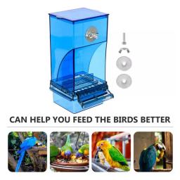 Alimentador Automático De Gaiola De Pássaro Com Perch Recipiente De Alimento Transparente Acessórios Para Pássaros Papagaio Alimentadores De Sementes, Acrílico - Image 4