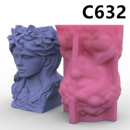Molde de silicone para mulheres vaso de flores vaso de flores suculento caneta titular DIY resina vaso de concreto cacto ferramenta decoração para casa - Image 3
