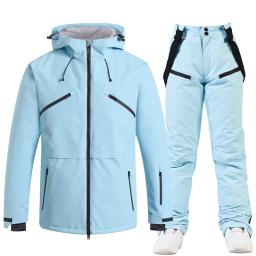 Jaqueta de esqui e calça para homens e mulheres, roupas ao ar livre, snowboard, terno impermeável, traje de neve - Image 2