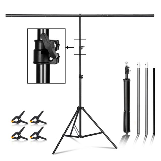 SH-T-Shape Suporte de Fundo Metálico para Fotografia e Vídeo em Vários Tamanhos