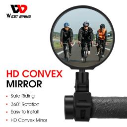 West Biking-Universal Bike Espelho Retrovisor, 360 graus ajustável espelho retrovisor, acessórios de ciclismo, bicicleta guidão espelhos - Image 1