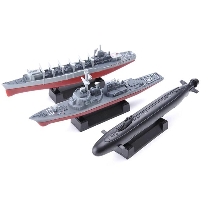 Conjunto de Brinquedos de Navios de Guerra: Porta-aviões, Fragata e Submarino em 4D - 8 Peças para Meninos