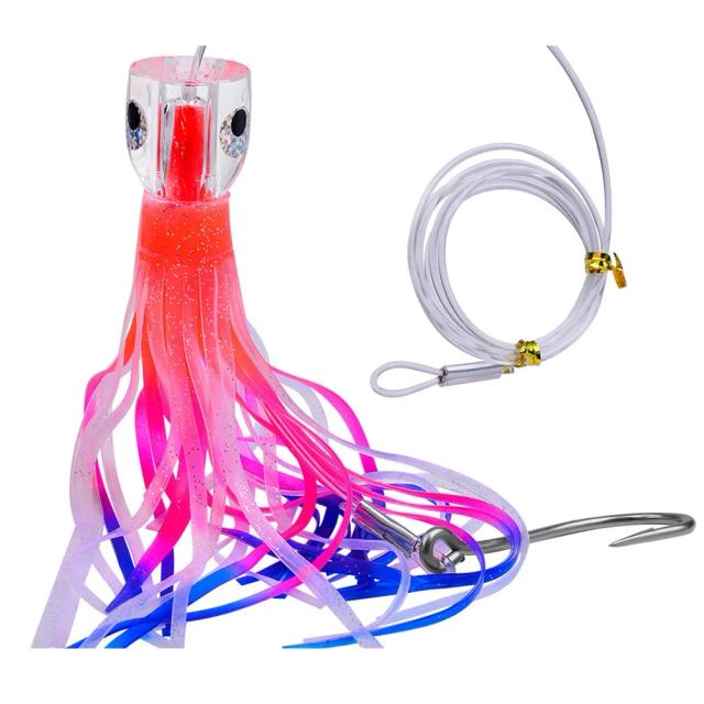 Isca Trolling em Formato de Polvo com Orifício para Água - Equipamento de Pesca Durável e Prático, 23x3cm, Ideal para Acessórios de Pesca ao Ar Livre