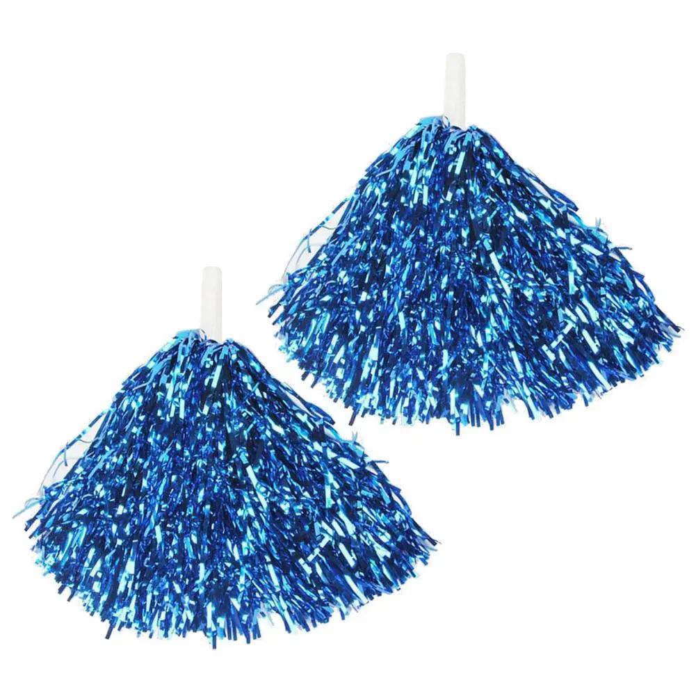 Pompons de torcida metálicos com alça antiderrapante, flores de mão, eventos esportivos, dança, liderança de torcida, 2pcs - Image 1