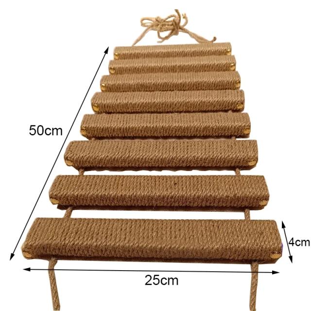 Ponte para Gatos com Corda de Sisal, Escada Multiuso, Arranhador e Brinquedos para Gatinhos em Árvore Pet