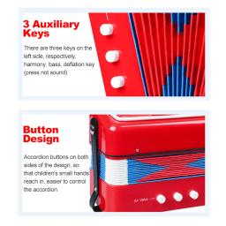 Kids Acordeon Mini Toy Instrumentos Musicais, 7 Chaves, Rosa, Rosa, Vermelho, Branco para Crianças, Crianças, Crianças, Iniciantes, Música Presente - Image 6
