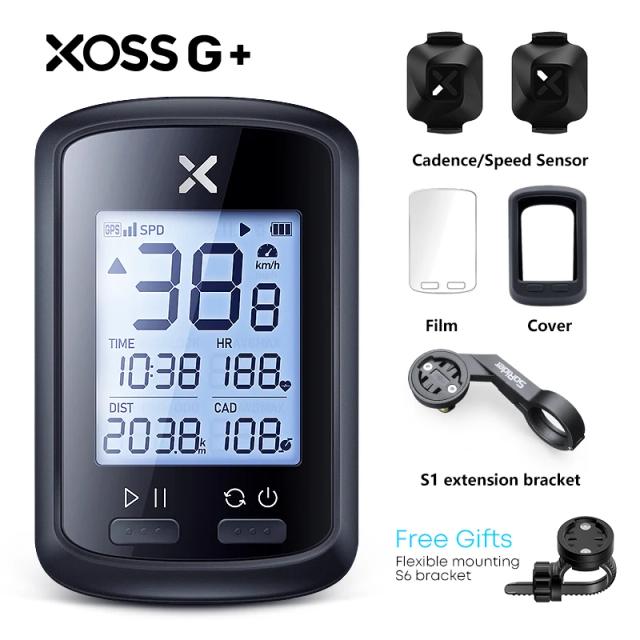 Computador de Bicicleta Sem Fio XOSS-G Plus GPS, Velocímetro À Prova D'Água com Sensor Vortex e Monitor de Freqüência Cardíaca para Road e MTB