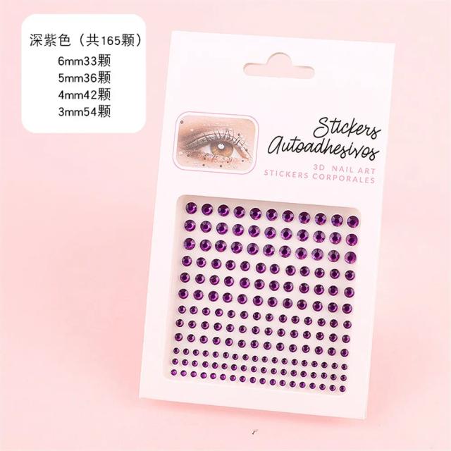Adesivos Auto-adesivos de Cristal Diamante para Rosto e Móveis, 165 Peças para Decoração DIY e Maquiagem de Unhas