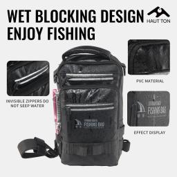 HAUT TON Mochila multifuncional para equipamento de pesca com haste, suporte preto de grande capacidade, acampamento, caminhadas ao ar livre, bolsa de ombro no peito - Image 5