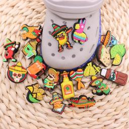 Encantos do Frango Mexicano, Taco, Cacto, Acessórios de PVC, Sapatos Fivela, Decorações para Crianças, Presente de Natal, Nova Chegada, 1-19PCs - Image 3