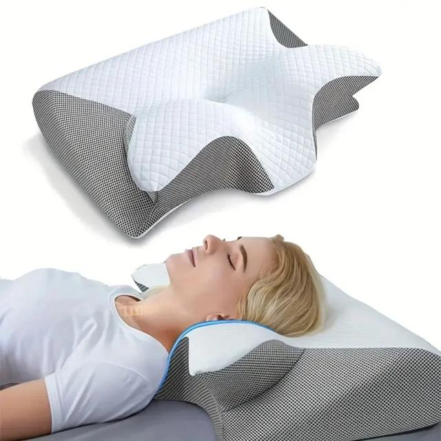 Almofada Ortopédica Cervical em Formato de Borboleta com Espuma de Memória para Conforto e Relaxamento Durante o Sono