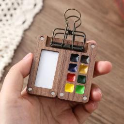 Portátil Viagem Aquarela Set, Aquarela Escola, Mini Walnut Paint Box, Sketchbook, Estudante Outing, Art Supplies, 8 cores - Image 5