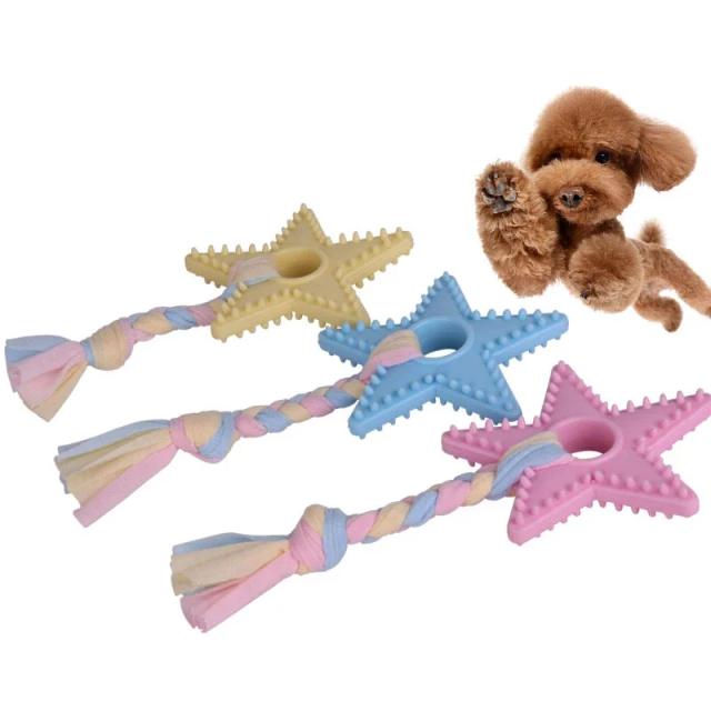 Brinquedos de limpeza dental resistentes para cães: escova de dentes de cinco estrelas para mastigar e cuidar da saúde oral dos pets