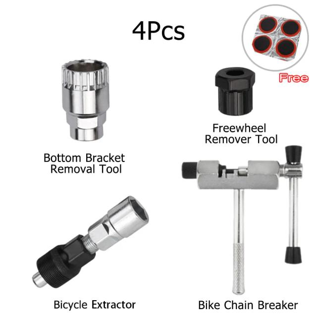 Conjunto Multifuncional de Ferramentas para Reparos de Bicicleta: Extrator de Corrente, Disjuntor, Manivela e Acessórios para Ciclistas de Estrada e Aventura ao Ar Livre