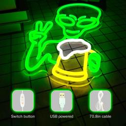 Sinal de luz de néon alienígena verde, LED regulável, Iluminar, Cerveja, Quarto, Sala de jogos, Bar, Cerveja, Pub, Hip Hop - Image 2