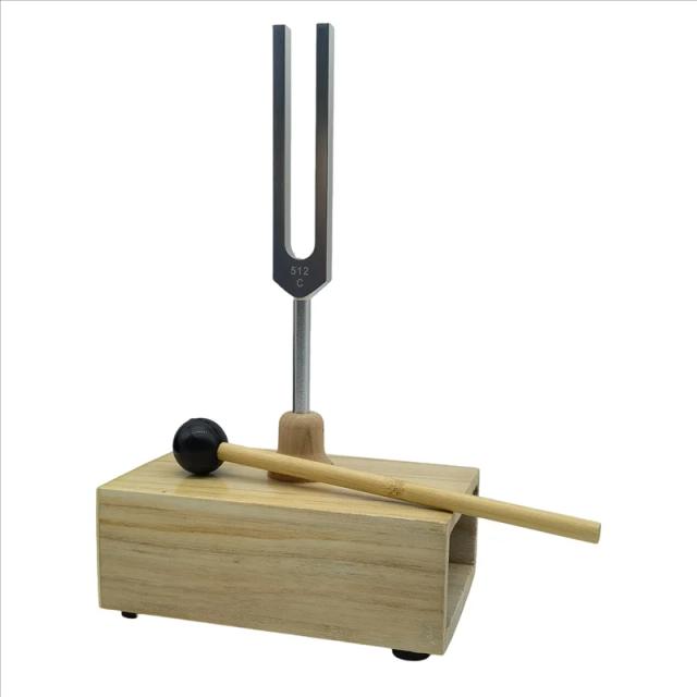 Vibração Tuning Fork 512Hz com Caixa Ressonadora de Madeira para Terapia do Som, Yoga e Meditação