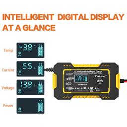 Carregadores De Bateria De Reparo De Pulso Automático Completo, Display Digital LCD, AGM Gel WET, Chumbo Ácido, 12V, 6A, 4-100Ah - Image 3