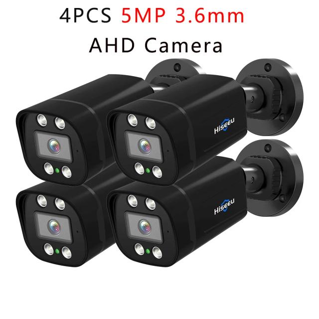Câmera Analógica de Segurança Hiseeu para Exterior com Visão Noturna e 5MP AHD 1080P 2K para Vigilância CCTV