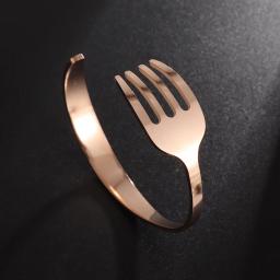 Pulseira de aço inoxidável Faca e Garfo Garfo para Homens e Mulheres, Design Criativo, Amizade, Punho de Braço, Aberto, Divertido, Tendência, Jóias - Image 4