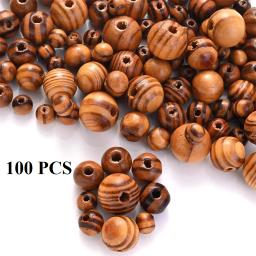 Contas de madeira natural com furo, inacabado, Split, bola redonda completa, artes DIY, presentes do jogo, decoração de casa, 10mm, 16mm, 20mm, 25mm, 30mm, 100Pcs - Image 1