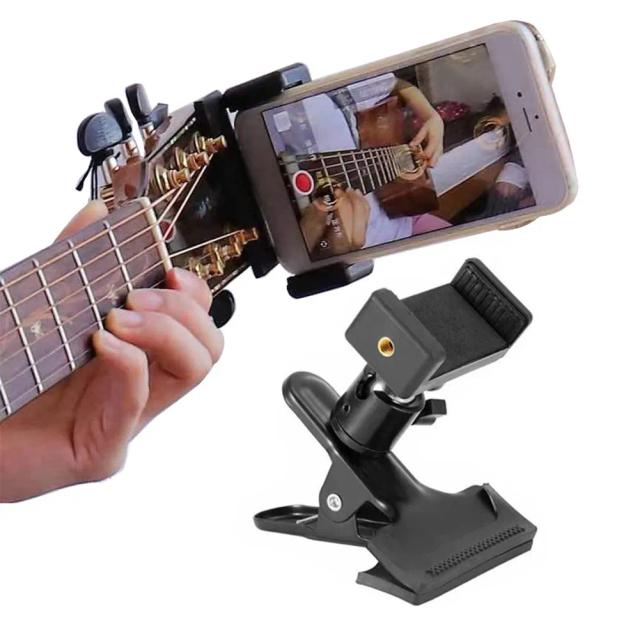 Suporte de Telefone Rotativo 360º com Clipe para Instrumentos Musicais e Guitarras