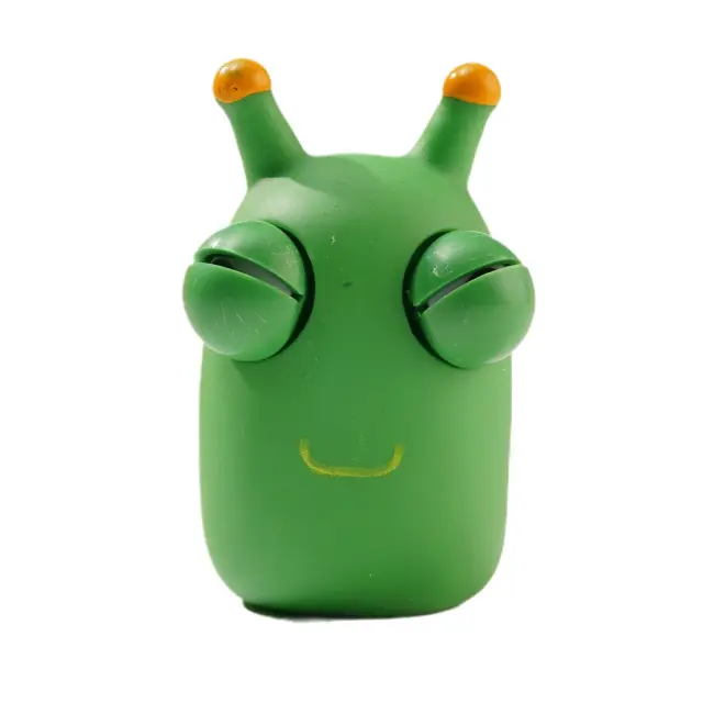 Brinquedo de Descompressão Engraçado Eyeball Burst Squeeze Toy em Forma de Lagarta Verde - 4 Peças de Alívio de Estresse para Adultos e Crianças