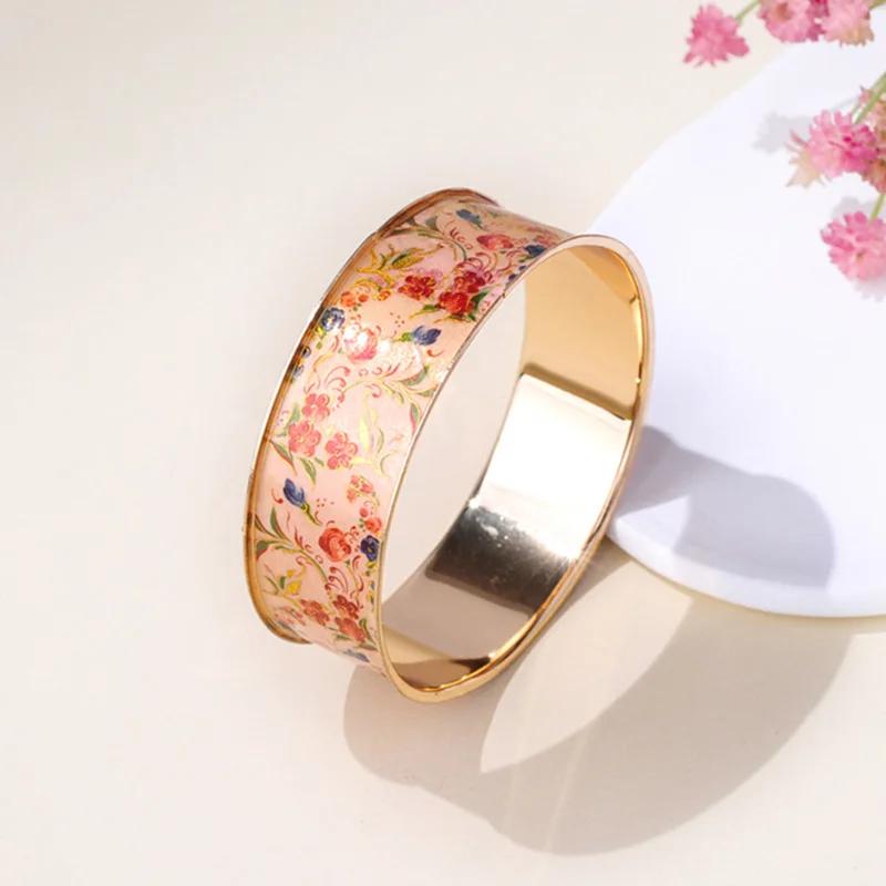 Flor impressa pulseira de metal para as mulheres bonito romântico moda pulseira vintage designer novo estilo para meninas presentes acessórios 2023337 - Image 1