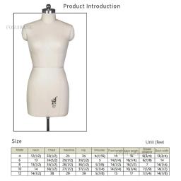 Manequim de costura alfaiate feminino parte superior do corpo modelo padrão internacional para design de roupas e vestido forma suporte pode ser pinado - Image 5