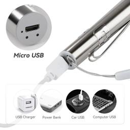 Mini Portátil Médica Handy LED Pen Light Lanterna USB recarregável Dentista Enfermeira Tocha com Clipe De Aço Inoxidável - Image 3