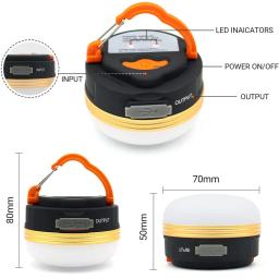 Led lanterna de acampamento usb recarregável portátil tenda luz 1800mah power bank com base ímã lanterna elétrica - Image 5