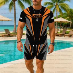 KTM Conjunto de roupas masculinas para motocicleta verão 2025, roupas esportivas respiráveis, shorts, roupa casual para bicicleta, 2 peças - Image 3