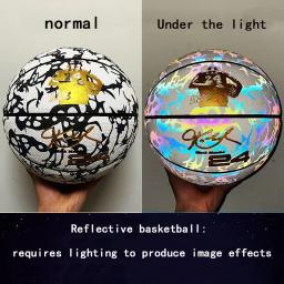Basquete reflexivo holográfico para jovens adultos, bolas luminosas brilhantes, bolas de borracha internas e externas, tamanho 5 a 7, novas - Image 3