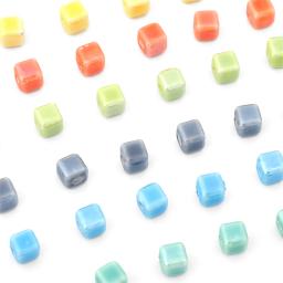10 pcs moda cores 6mm quadrado contas cubo de cerâmica contas diy 2mm buraco contas feitas à mão porcelana contas para fazer jóias - Image 5