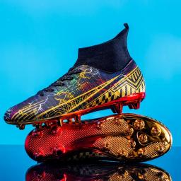 Sapatos de futebol FG antiderrapantes para homens e crianças, tênis de tornozelo, tênis de futebol, botas ao ar livre, picos longos, futebol - Image 1