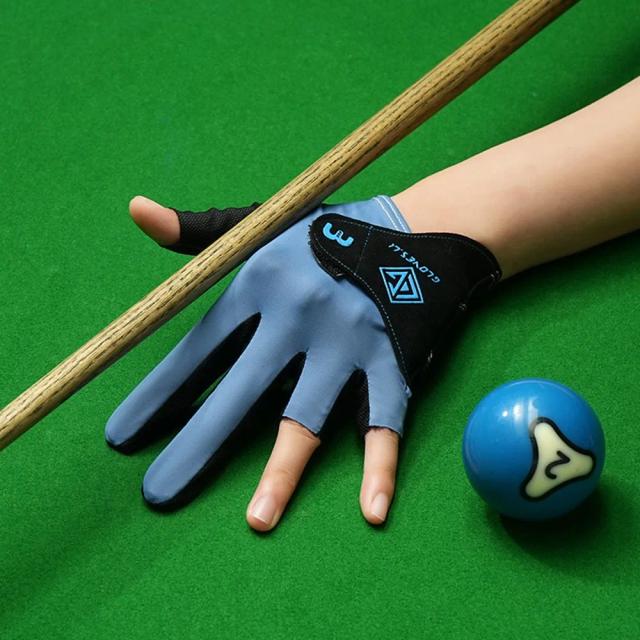 1pc 3 dedos mostrar luvas de bilhar respirável resistente ao desgaste luvas de piscina anti-deslizamento snooker cue luva esportiva para a mão esquerda