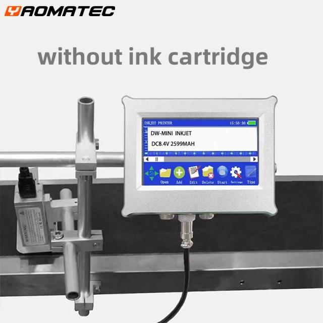 YAOMATEC Online Impressora TIJ De Tinta Térmica, Máquina De Codificação Automática, Impressora De Logotipo De Máscara, 12.7mm, 25 Idiomas