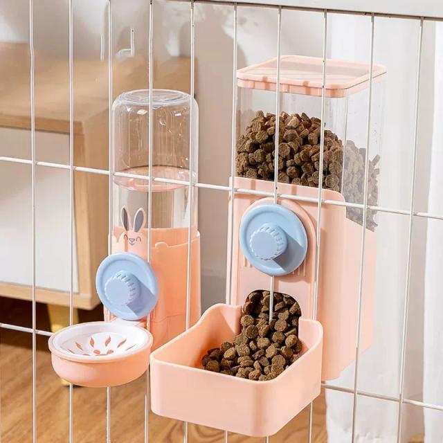 Dispensador Automático de Água e Alimentador à Prova de Respingos para Gatos e Cães com Gaiola Suspensa Pet Shop