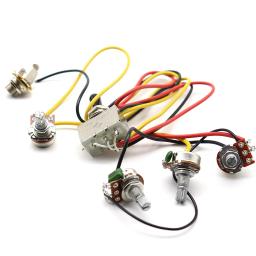 1 conjunto de fios de fiação guitarra prewired 2v2t 3way interruptor alternância jack 500k potes - Image 1