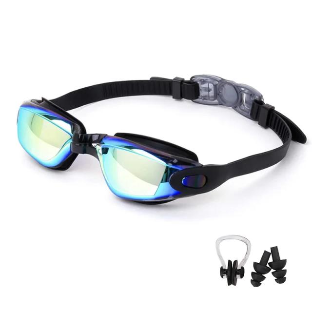 Óculos de Natação Profissional com Proteção UV e Anti Fog para Adultos, Impermeáveis e Ajustáveis em Silicone