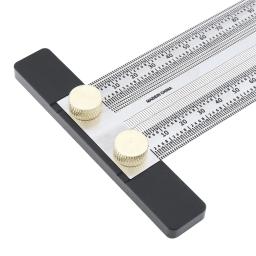 200/300/400mm precisão marcação t régua de aço inoxidável scribing calibre regra carpintaria ferramenta de medição com lápis automático - Image 6
